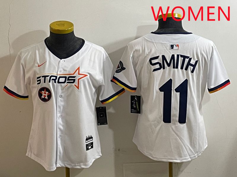 Women Houston Astros 11 Smith White three generations Joint Name Nike 2025 MLB Jersey style 11